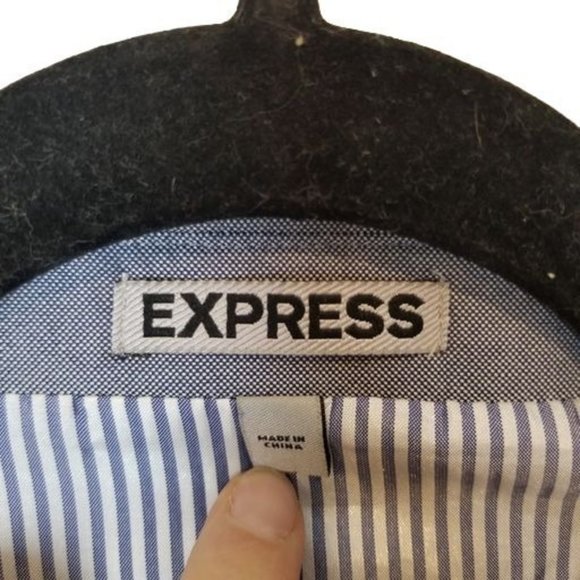 Express Mens 38S Light Blue Long Sleeves Slim Fit - Picture 6 of 9